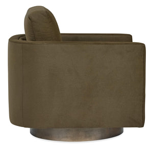 Owen Swivel Accent Chair Handcrafted Wood Base Performance Fabric for Modern Living Spaces