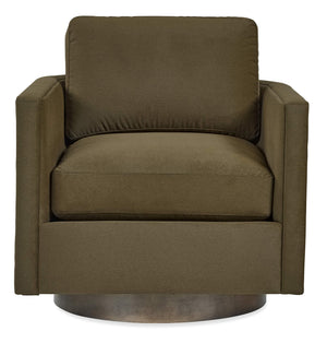 Owen Swivel Accent Chair Handcrafted Wood Base Performance Fabric for Modern Living Spaces
