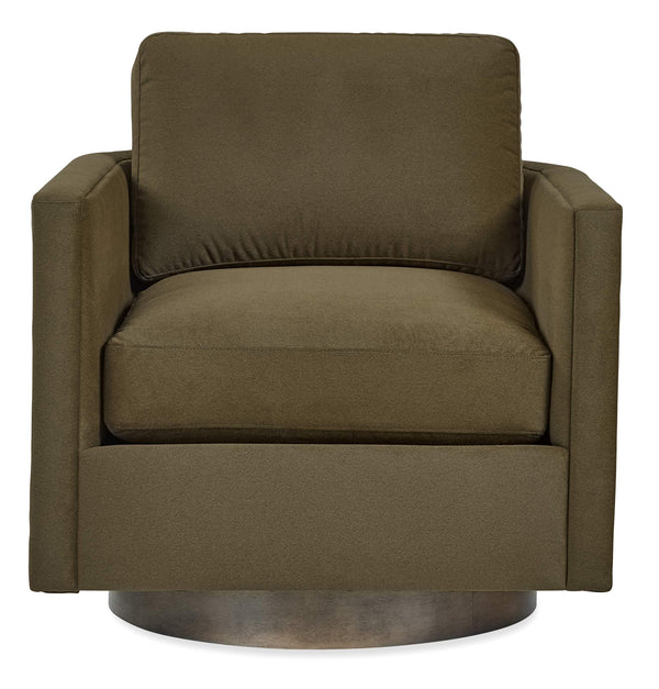 Owen Swivel Accent Chair Handcrafted Wood Base Performance Fabric for Modern Living Spaces