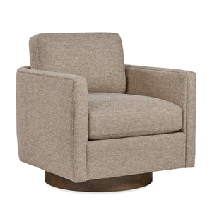 Owen Swivel Accent Chair Handcrafted Wood Base Performance Fabric for Modern Living Spaces