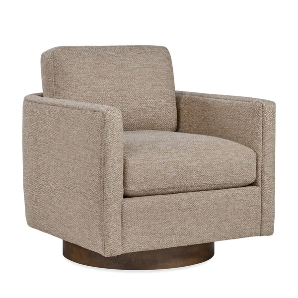 Owen Swivel Accent Chair Handcrafted Wood Base Performance Fabric for Modern Living Spaces
