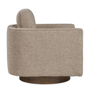 Owen Swivel Accent Chair Handcrafted Wood Base Performance Fabric for Modern Living Spaces