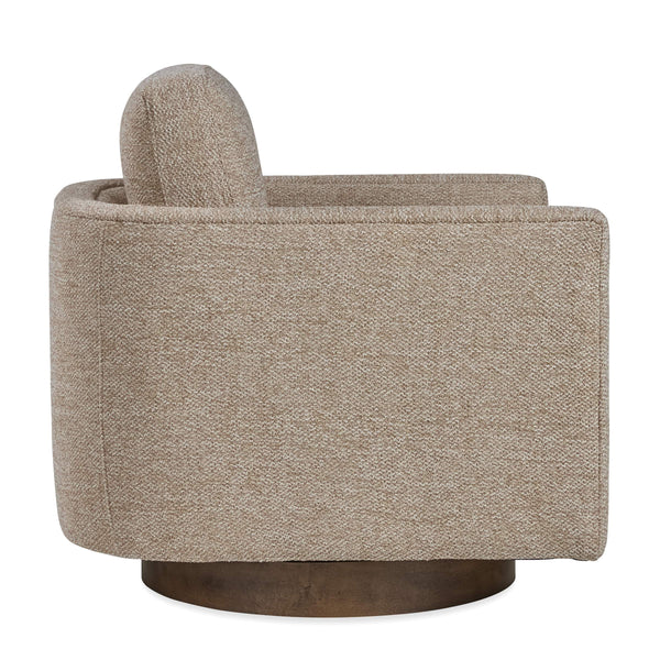Owen Swivel Accent Chair Handcrafted Wood Base Performance Fabric for Modern Living Spaces