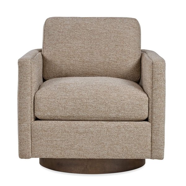 Owen Swivel Accent Chair Handcrafted Wood Base Performance Fabric for Modern Living Spaces