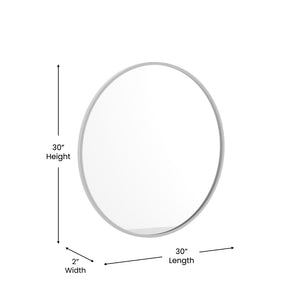 English Elm Julianne Modern Round Wall Mirror - High-Reflectivity Glass, Slim Metal Frame, Versatile for Any Room Silver 30" Round HFKHD-0GD-CRE8-102315-GG