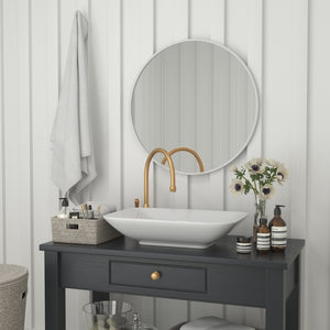 English Elm Julianne Modern Round Wall Mirror - High-Reflectivity Glass, Slim Metal Frame, Versatile for Any Room Silver 30" Round HFKHD-0GD-CRE8-102315-GG