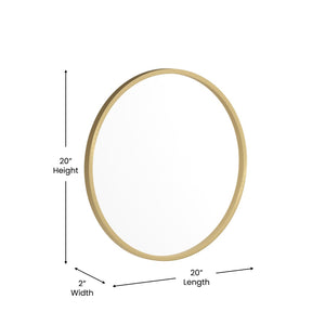 English Elm Julianne Modern Round Wall Mirror - High-Reflectivity Glass, Slim Metal Frame, Versatile for Any Room Gold 20" Round HFKHD-0GD-CRE8-291315-GG