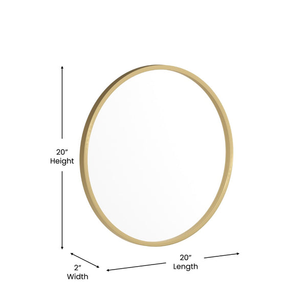English Elm Julianne Modern Round Wall Mirror - High-Reflectivity Glass, Slim Metal Frame, Versatile for Any Room Gold 20" Round HFKHD-0GD-CRE8-291315-GG