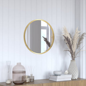 English Elm Julianne Modern Round Wall Mirror - High-Reflectivity Glass, Slim Metal Frame, Versatile for Any Room Gold 20" Round HFKHD-0GD-CRE8-291315-GG