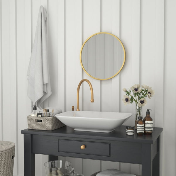 English Elm Julianne Modern Round Wall Mirror - High-Reflectivity Glass, Slim Metal Frame, Versatile for Any Room Gold 20" Round HFKHD-0GD-CRE8-291315-GG