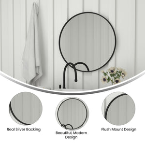 English Elm Julianne Modern Round Wall Mirror - High-Reflectivity Glass, Slim Metal Frame, Versatile for Any Room Black 30" Round HFKHD-0GD-CRE8-812315-GG