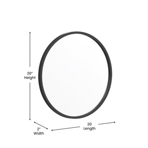 English Elm Julianne Modern Round Wall Mirror - High-Reflectivity Glass, Slim Metal Frame, Versatile for Any Room Black 20" Round HFKHD-0GD-CRE8-981315-GG