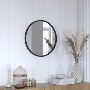 English Elm Julianne Modern Round Wall Mirror - High-Reflectivity Glass, Slim Metal Frame, Versatile for Any Room Black 20" Round HFKHD-0GD-CRE8-981315-GG