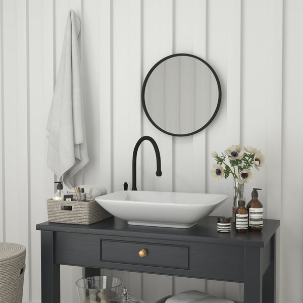 English Elm Julianne Modern Round Wall Mirror - High-Reflectivity Glass, Slim Metal Frame, Versatile for Any Room Black 20" Round HFKHD-0GD-CRE8-981315-GG