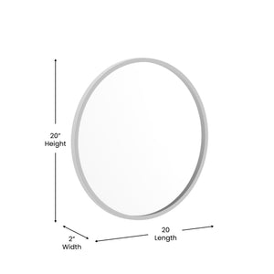 English Elm Julianne Modern Round Wall Mirror - High-Reflectivity Glass, Slim Metal Frame, Versatile for Any Room Silver 20" Round HFKHD-0GD-CRE8-991315-GG