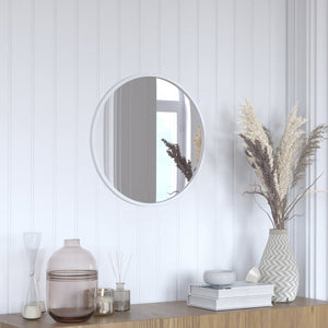 English Elm Julianne Modern Round Wall Mirror - High-Reflectivity Glass, Slim Metal Frame, Versatile for Any Room Silver 20" Round HFKHD-0GD-CRE8-991315-GG