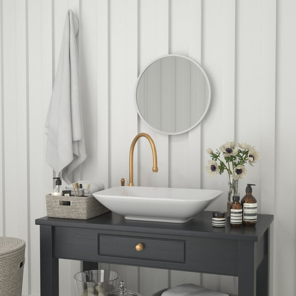 English Elm Julianne Modern Round Wall Mirror - High-Reflectivity Glass, Slim Metal Frame, Versatile for Any Room Silver 20" Round HFKHD-0GD-CRE8-991315-GG