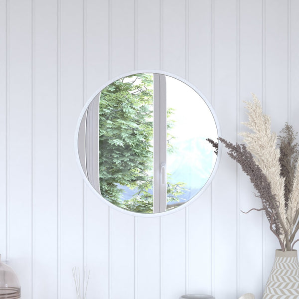 English Elm Julianne Modern Round Wall Mirror - High-Reflectivity Glass, Slim Metal Frame, Versatile for Any Room Silver 20" Round HFKHD-0GD-CRE8-991315-GG