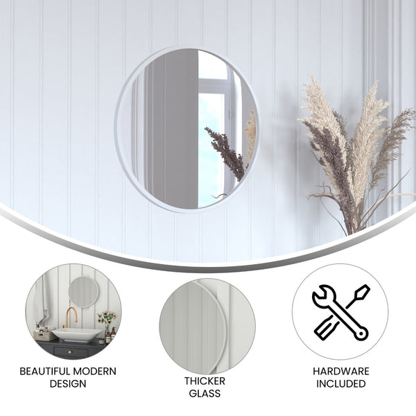 English Elm Julianne Modern Round Wall Mirror - High-Reflectivity Glass, Slim Metal Frame, Versatile for Any Room Silver 20" Round HFKHD-0GD-CRE8-991315-GG