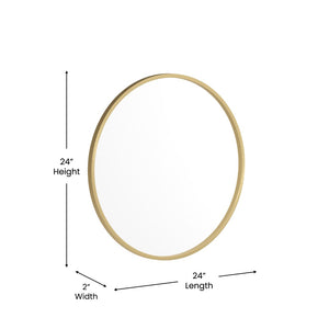 English Elm Julianne Modern Round Wall Mirror - High-Reflectivity Glass, Slim Metal Frame, Versatile for Any Room Gold 24" Round HFKHD-4GD-CRE8-391315-GG
