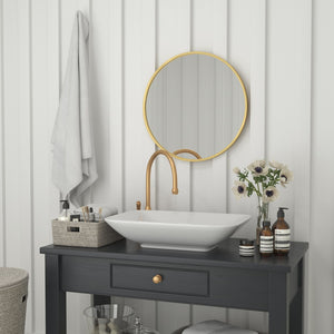 English Elm Julianne Modern Round Wall Mirror - High-Reflectivity Glass, Slim Metal Frame, Versatile for Any Room Gold 24" Round HFKHD-4GD-CRE8-391315-GG