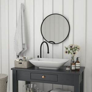 English Elm Julianne Modern Round Wall Mirror - High-Reflectivity Glass, Slim Metal Frame, Versatile for Any Room Black 24" Round HFKHD-4GD-CRE8-712315-GG