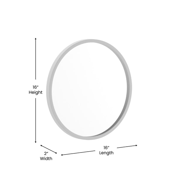 English Elm Julianne Modern Round Wall Mirror - High-Reflectivity Glass, Slim Metal Frame, Versatile for Any Room Silver 16" Round HFKHD-6GD-CRE8-891315-GG