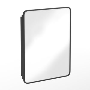 English Elm Jolie 24" x 30" Recessed Bathroom Medicine Cabinet with Rounded Beveled Mirror & Three Shelves Black HFKHD-FM23C0401-L-BLK-GG