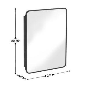 English Elm Jolie 24" x 30" Recessed Bathroom Medicine Cabinet with Rounded Beveled Mirror & Three Shelves Black HFKHD-FM23C0401-L-BLK-GG