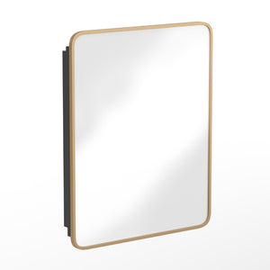 English Elm Jolie 24" x 30" Recessed Bathroom Medicine Cabinet with Rounded Beveled Mirror & Three Shelves Gold HFKHD-FM23C0401-L-GLD-GG