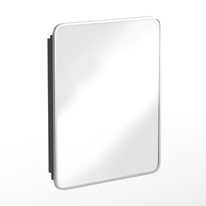 English Elm Jolie 24" x 30" Recessed Bathroom Medicine Cabinet with Rounded Beveled Mirror & Three Shelves Silver HFKHD-FM23C0401-L-SLV-GG