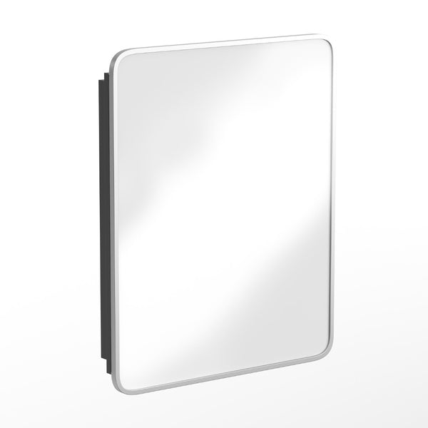 English Elm Jolie 24" x 30" Recessed Bathroom Medicine Cabinet with Rounded Beveled Mirror & Three Shelves Silver HFKHD-FM23C0401-L-SLV-GG