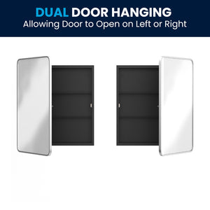 English Elm Jolie 24" x 30" Recessed Bathroom Medicine Cabinet with Rounded Beveled Mirror & Three Shelves Silver HFKHD-FM23C0401-L-SLV-GG