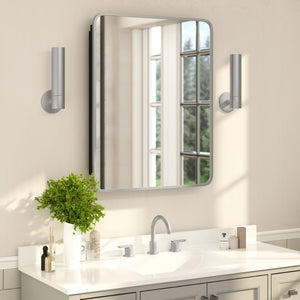 English Elm Jolie 24" x 30" Recessed Bathroom Medicine Cabinet with Rounded Beveled Mirror & Three Shelves Silver HFKHD-FM23C0401-L-SLV-GG