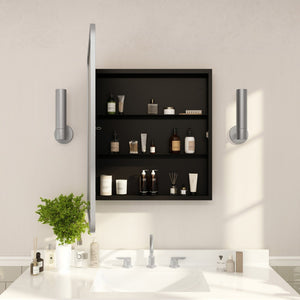 English Elm Jolie 24" x 30" Recessed Bathroom Medicine Cabinet with Rounded Beveled Mirror & Three Shelves Silver HFKHD-FM23C0401-L-SLV-GG