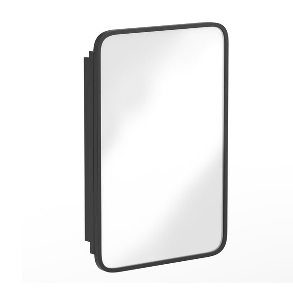 English Elm Jolie 16" x 24" Recessed Bathroom Medicine Cabinet with Rounded Beveled Mirror and Three Shelves Black HFKHD-FM23C0401-S-BLK-GG