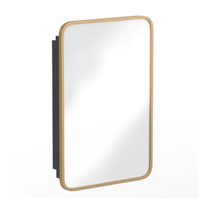 English Elm Jolie 16" x 24" Recessed Bathroom Medicine Cabinet with Rounded Beveled Mirror and Three Shelves Gold HFKHD-FM23C0401-S-GLD-GG