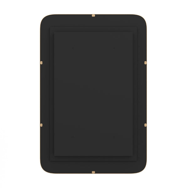 English Elm Jolie 16" x 24" Recessed Bathroom Medicine Cabinet with Rounded Beveled Mirror and Three Shelves Gold HFKHD-FM23C0401-S-GLD-GG