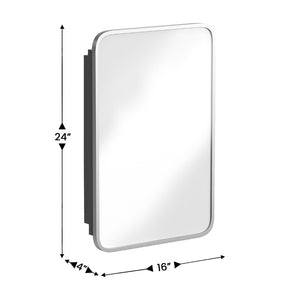 English Elm Jolie 16" x 24" Recessed Bathroom Medicine Cabinet with Rounded Beveled Mirror and Three Shelves Silver HFKHD-FM23C0401-S-SLV-GG