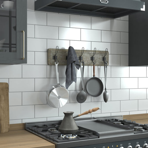 English Elm Daly Wall Mounted Solid Pine Wood Storage Rack with 5 Hooks - Perfect for Entryway and Bathroom Organization Weathered Brown Wood 24"W x 3.1"D x 6.5"H HFKHD-GDI-CRE8-232315-GG