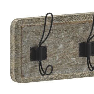 English Elm Daly Wall Mounted Solid Pine Wood Storage Rack with 5 Hooks - Perfect for Entryway and Bathroom Organization Weathered Brown Wood 24"W x 3.1"D x 6.5"H HFKHD-GDI-CRE8-232315-GG