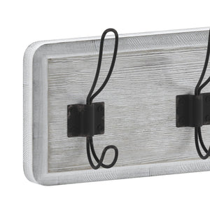 English Elm Daly Wall Mounted Solid Pine Wood Storage Rack with 5 Hooks - Perfect for Entryway and Bathroom Organization White Wash 24"W x 3.1"D x 6.5"H HFKHD-GDI-CRE8-332315-GG