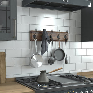 English Elm Daly Wall Mounted Solid Pine Wood Storage Rack with 5 Hooks - Perfect for Entryway and Bathroom Organization Rustic Brown 24"W x 3.1"D x 6.5"H HFKHD-GDI-CRE8-532315-GG