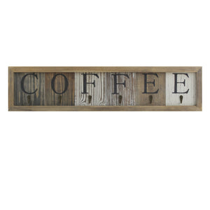 English Elm Folston Rustic Wall-Mounted 6-Cup Mug Organizer with Distressed Wood Finish and Metal Hooks, Easy Install HFKHD-GDI-CRE8-642315-GG