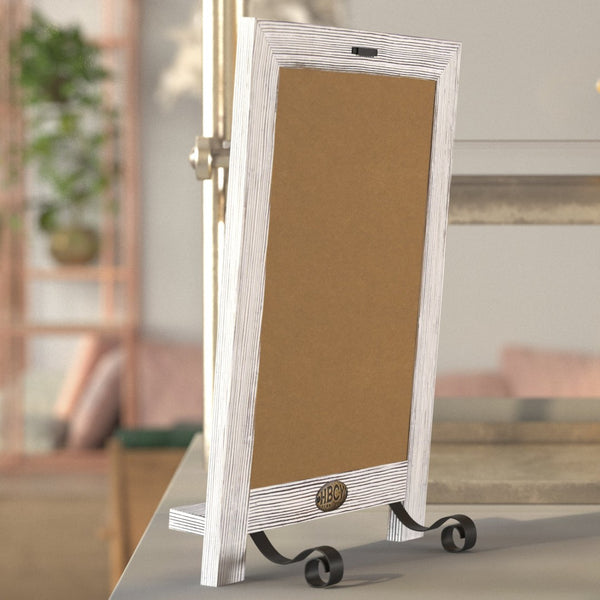 English Elm Canterbury Magnetic Chalkboard Sign with Scrolled Legs – Vintage Charm for Menu, Reminders & Events White Wash 9.5"W x 1.88"D x 14"H HFKHD-GDIS-CRE8-022315-GG