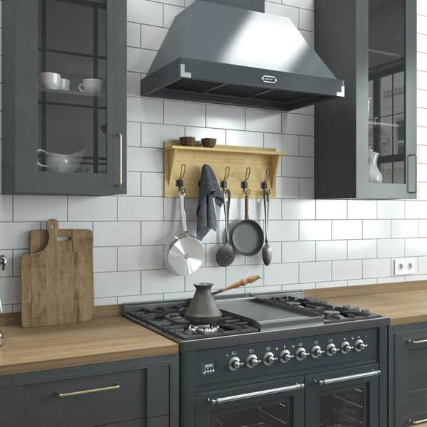 English Elm Daly Wall Mounted Solid Pine Wood Storage Rack with Upper Shelf and 5 Hooks for Organized Spaces Bamboo 24"W x 4.33"D x 10"H HFKHD-GDIS-CRE8-042315-GG