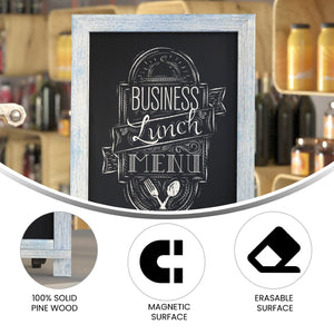 English Elm Canterbury Magnetic Chalkboard Sign with Scrolled Legs – Vintage Charm for Menu, Reminders & Events Rustic Blue 12"W x 1.88"D x 17"H HFKHD-GDIS-CRE8-422315-GG