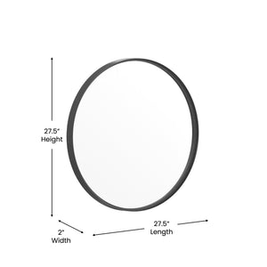 English Elm Jennifer 27.5" Modern Round Black Metal Framed Wall Mirror - Durable, Stylish Accent for Any Room HFMHD-75G-CRE8-412315-GG