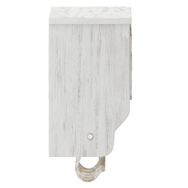 English Elm Daly Wall Mounted Solid Pine Wood Storage Rack with Hooks and Baskets for Stylish Organization White Wash 23.5"W x 5.5"D x 9.25"H HFMHD-GDI-CRE8-012315-GG