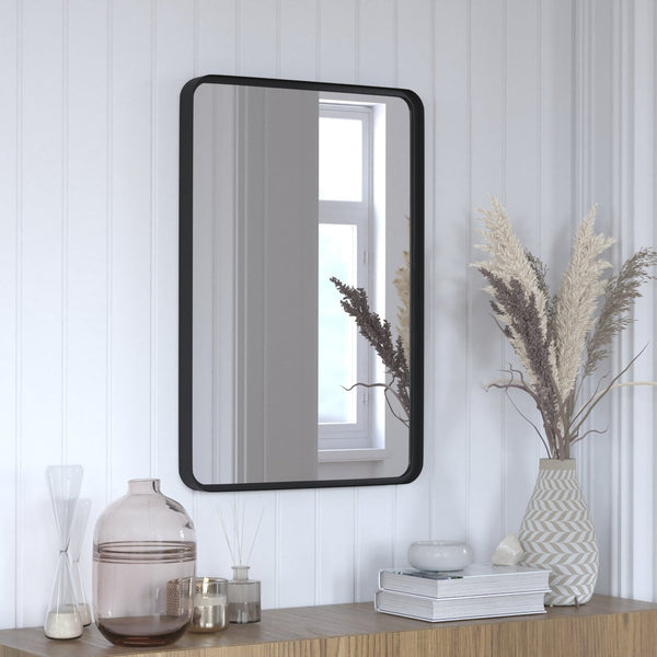 English Elm Janinne Decorative Wall Mirror - Modern Minimalist Design, Versatile Mounting for Any Space Decor Black 20"W x 30"L HFMHD-GDI-CRE8-212315-GG
